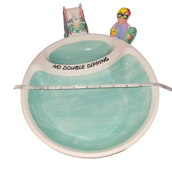 RARE Maxine by J. Wagner "No Double Dipping" Large Pool Themed Chip & Dip Bowl - Picture 9 of 12